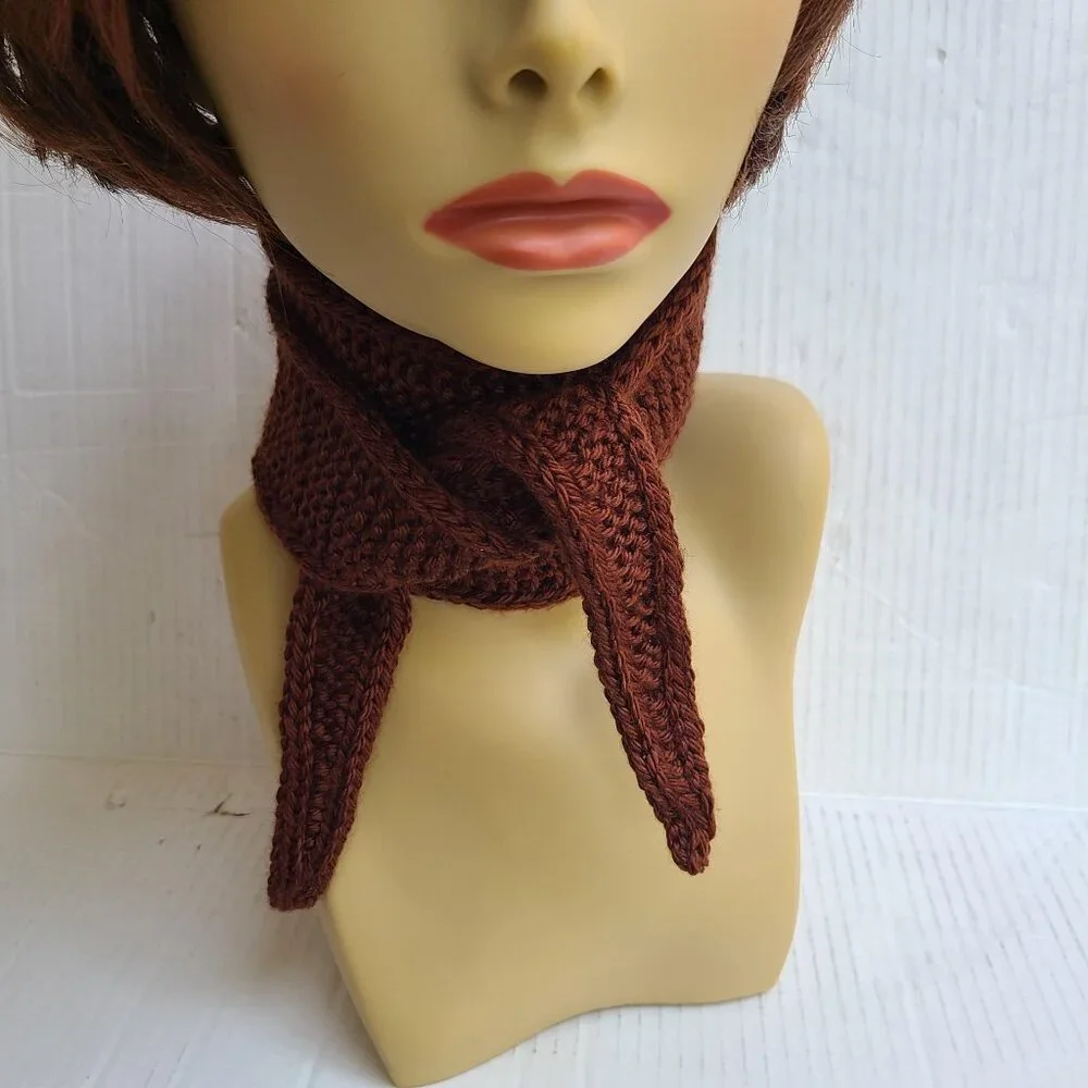 Sophie scarf Neck scarf small scarf Chocolate Brown scarf Knitted Handmade Scarf